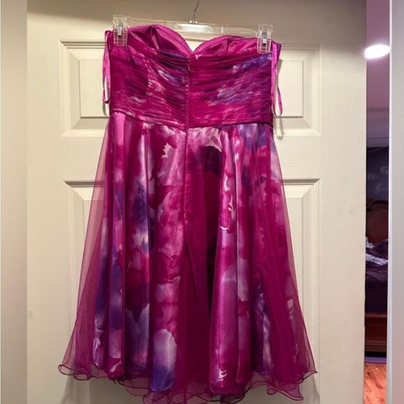 Pink & Purple Floral Cache Strapless Dress   - Picture 4 of 5